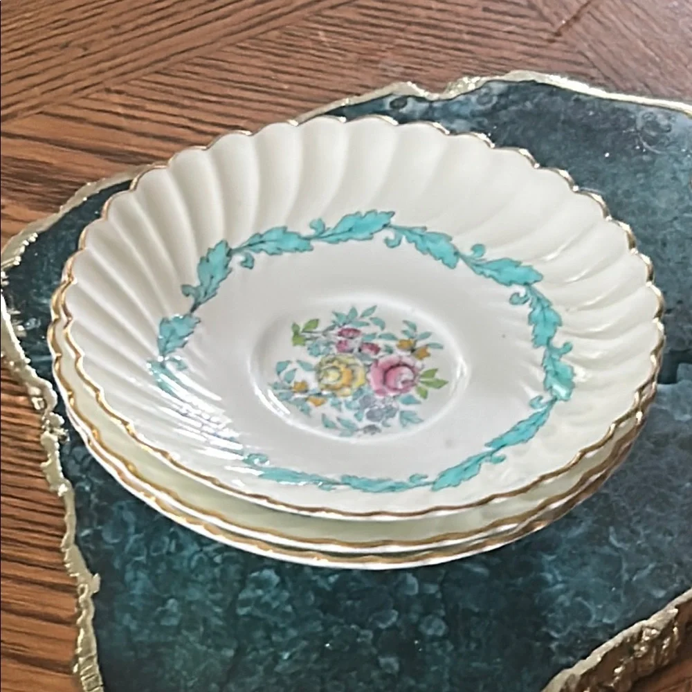 Vintage Minton Ardmore Cream and Turquoise Saucers